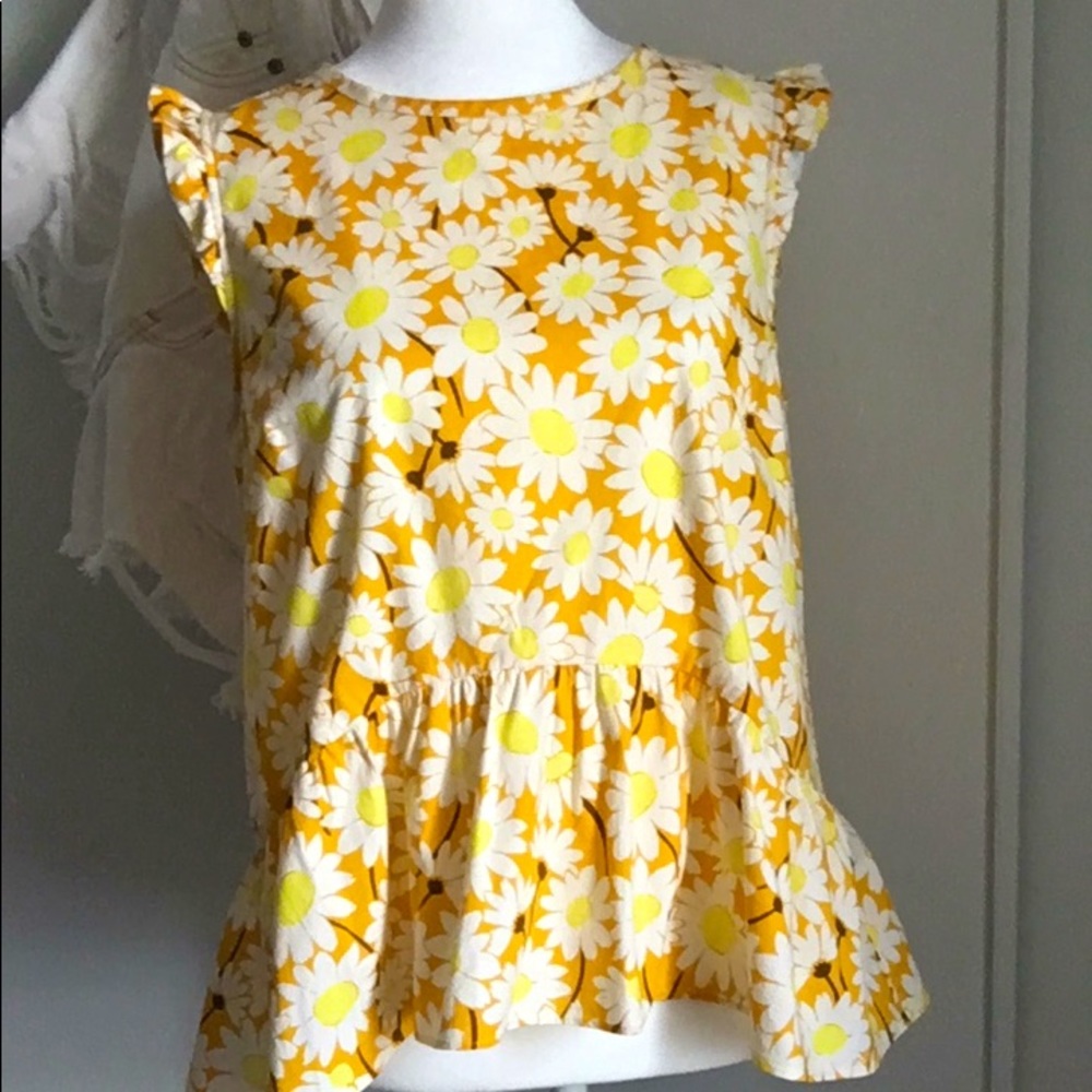 Kate Spade New York Ruffle Capped Sleeve Daisy Poplin Popover Blouse